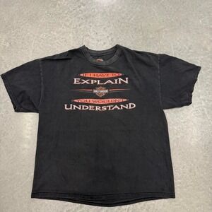 Vintage Harley Davidson If I have to Explain Hanes Beefy Tee Black Mens L